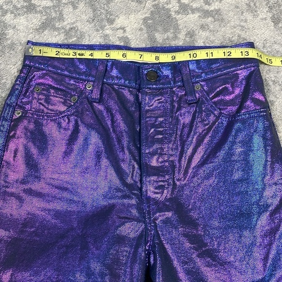 New Levis Shine Ribcage Straight Ankle Jeans Candy Coated Purple Iridescent 26 - Picture 11 of 17